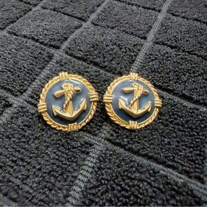 Nautical Anchor Cufflinks in Gold and Blue
